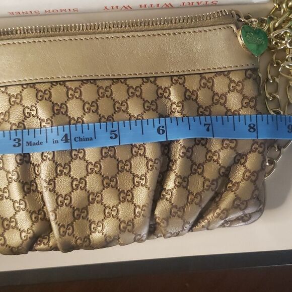 Gucci Vintage GG Monogram Gold Leather Mini Shoulder Bag - Picture 15 of 17